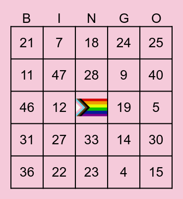 Pride Bingo Card