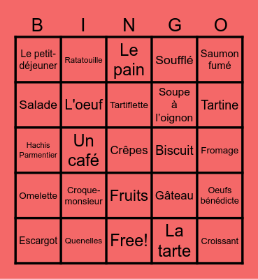 Café Bingo Card