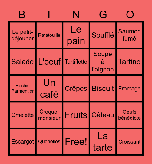 Café Bingo Card