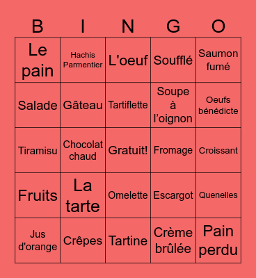 Café Bingo Card
