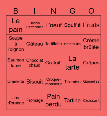 Café Bingo Card