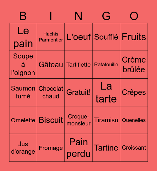 Café Bingo Card