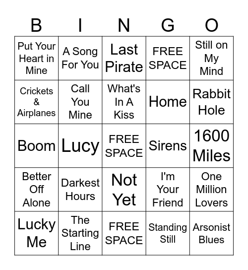 Song Title BINGO Card