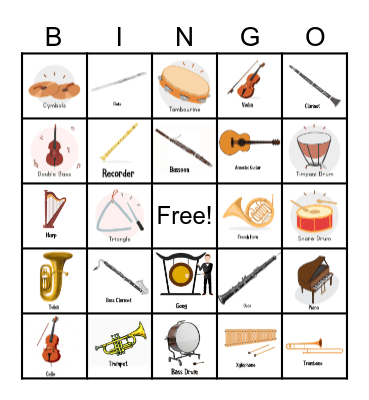 Orchestra Bingo Card