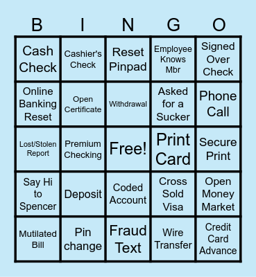 Teller Bingo Card