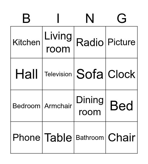 MY HOUSE Bingo Card