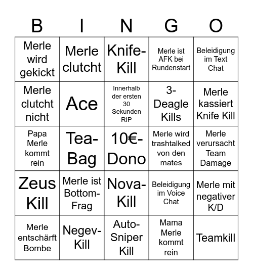 Merle CS Bingo Card