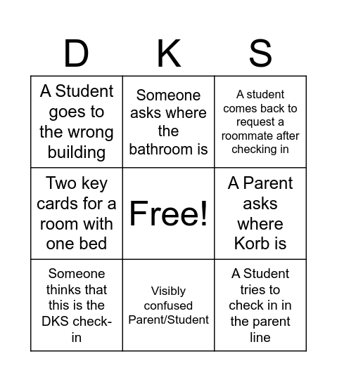 DKS Bingo Card