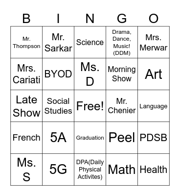 Bingo!!!!!!!!!!!!! Bingo Card