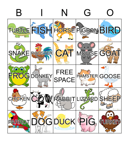 Animal Bingo Card