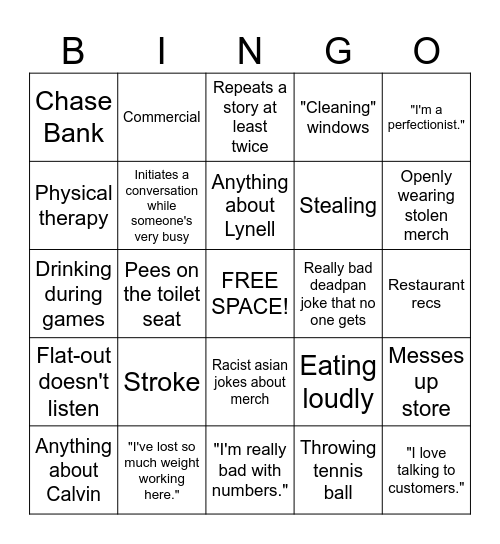 Dan Campbell Bingo Card