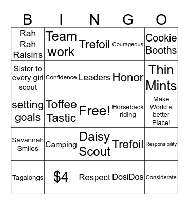 GS COOKIE  Bingo Card