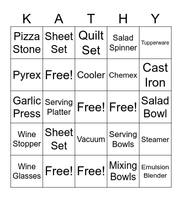 Bridal Shower Bingo! Bingo Card