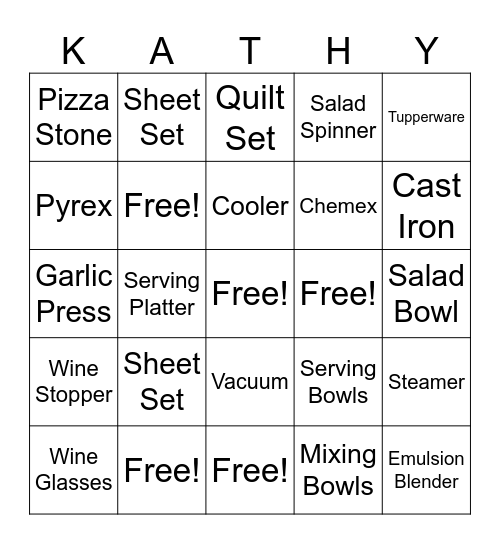 Bridal Shower Bingo! Bingo Card