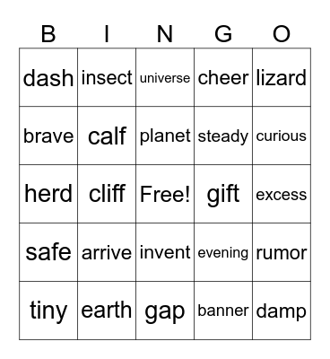 Summer Kids Vocab 1 Bingo Card