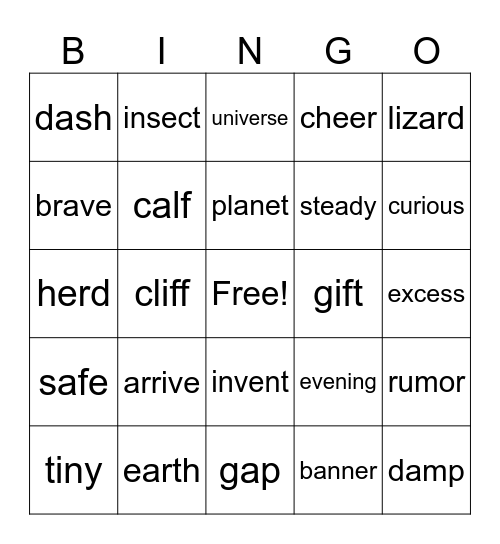 Summer Kids Vocab 1 Bingo Card