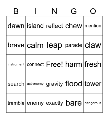 Summer Kids Vocab 2 Bingo Card