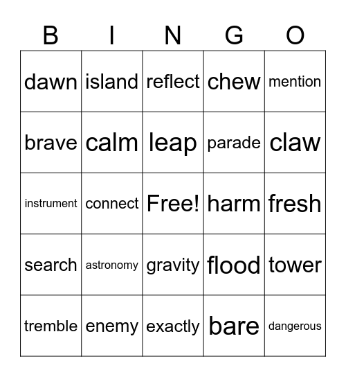 Summer Kids Vocab 2 Bingo Card