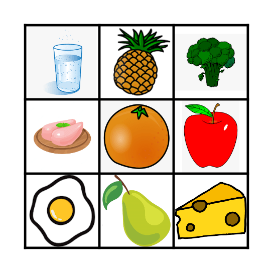 Healthy Eating Bingo Card