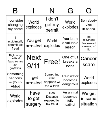 Allegedly Bingo Card