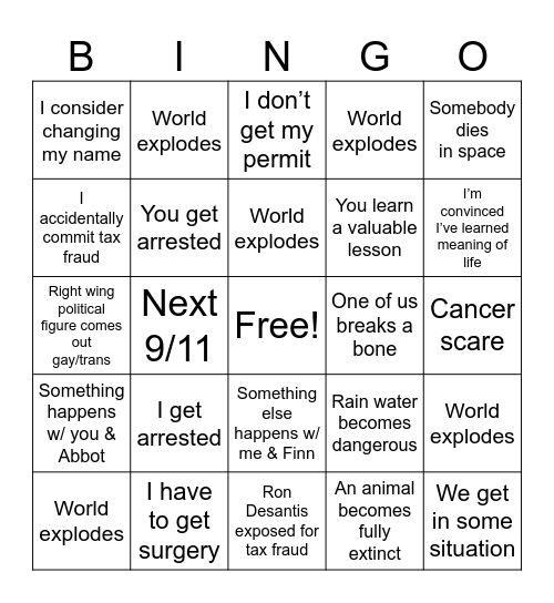 Allegedly Bingo Card