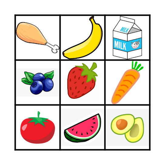 HEALTHY EATING BINGO Card