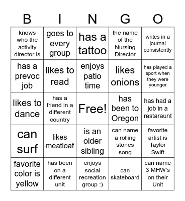 Find Someone Who... Bingo Card