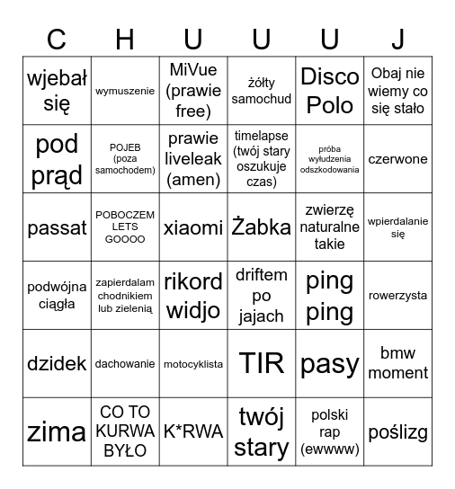 STOP CHAM V2 Bingo Card