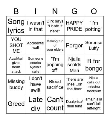Static Bingo Card