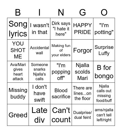 Static Bingo Card