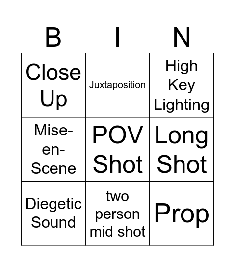 FILM TECHNIQUES Bingo Card