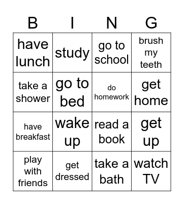 Daily Routine Bingo Card
