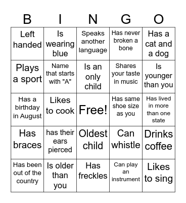 Find Someone Who... Bingo Card