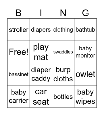 Baby Bingo Card