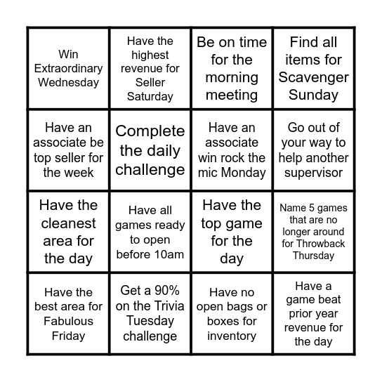 Supervisor Showdown Bingo Card