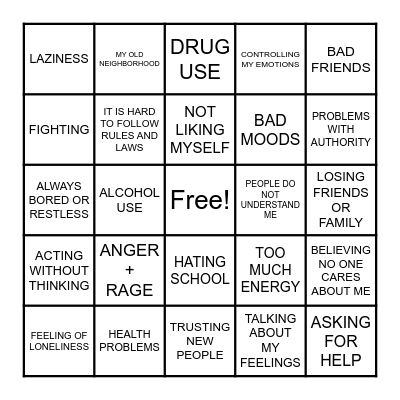 THINGS I STRUGGLE WITH Bingo Card