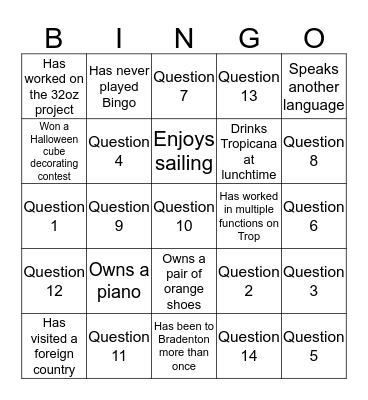 Find Someone Who... Bingo Card