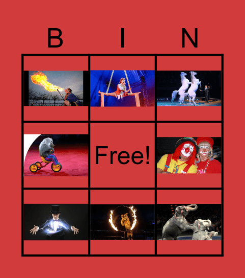 Circus Bingo Card