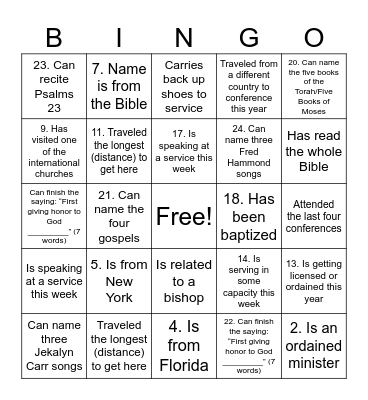Find Someone Who Bingo Card