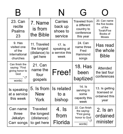 Find Someone Who Bingo Card