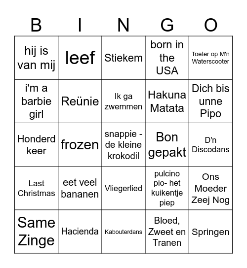 muziekbingo Card