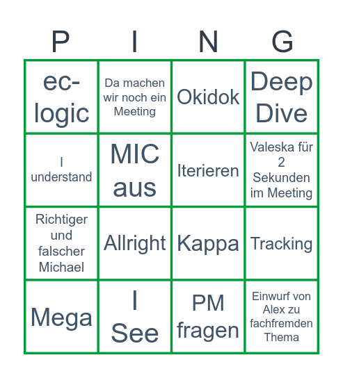 Meeting Bingo Card
