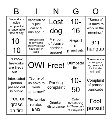 4th of July Bingo! Bingo Card