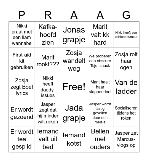 Praag Bingo Lara Bingo Card