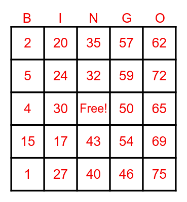 TKS BNGO BONANZA Bingo Card