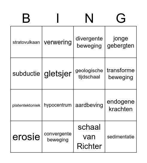 DE AARDE Bingo Card