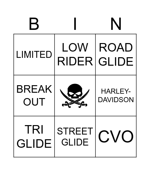 BIKER BINGO Card