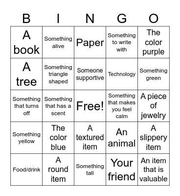 Mindfulness Bingo Card