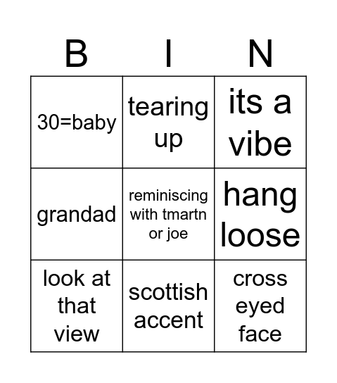 life of tom Bingo Card