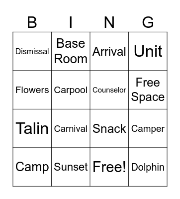 Staff Bingo Card